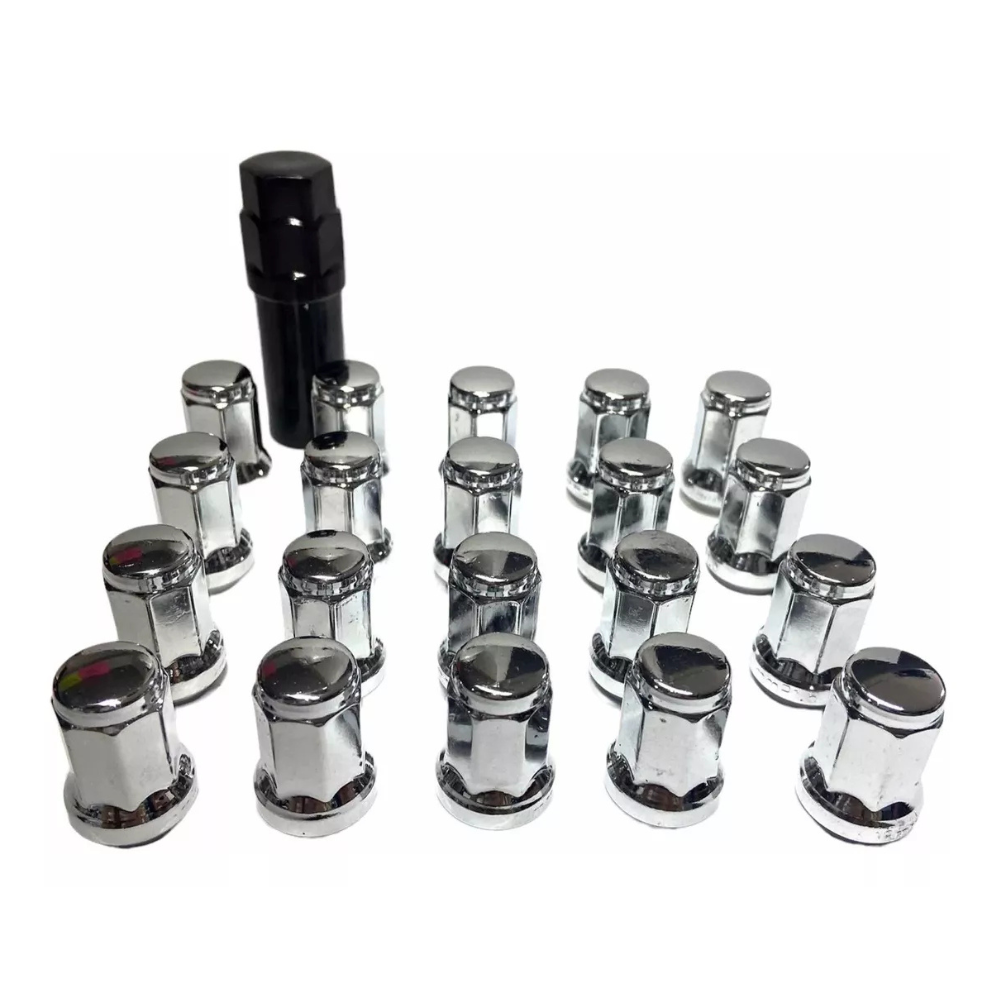 Juego de Tuercas 7 Caras 12x1,50 - 16 Unidades + Llave Color: Cromo